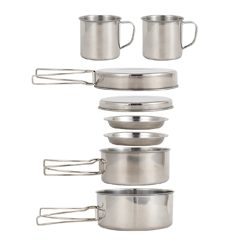Camping Cooking Cup - 8 adet/takım kamp tencere seti paslanmaz