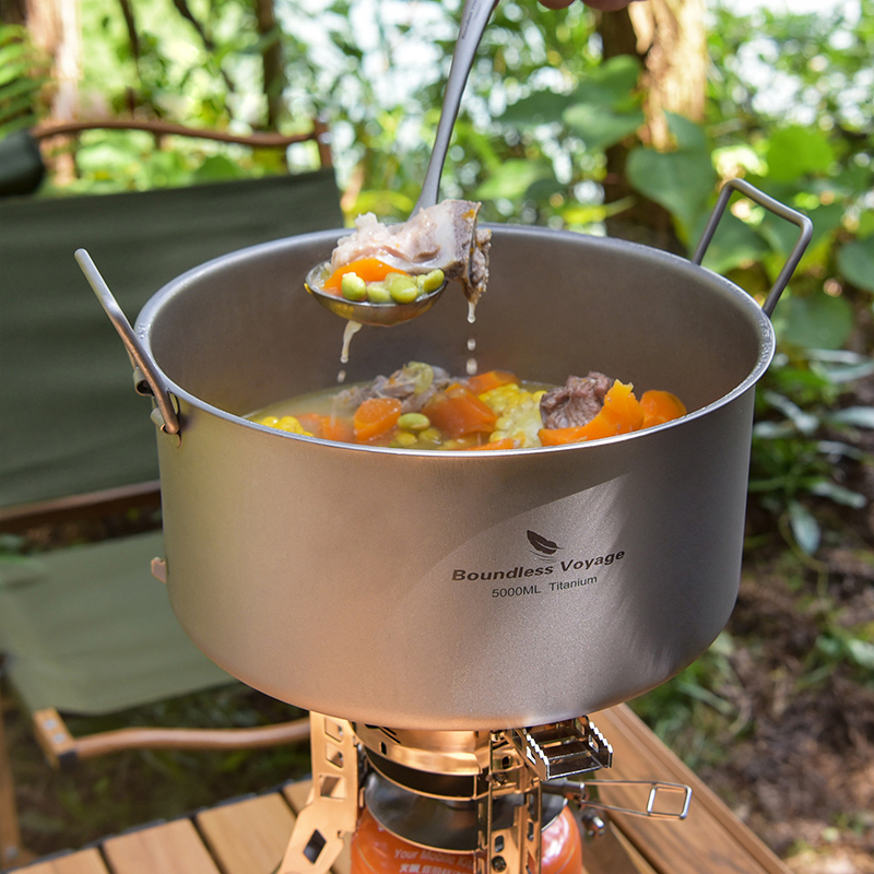 Camping Cooking Pot Large - Sınırsız Voyage titanyum Pot Outdoor taşınabilir