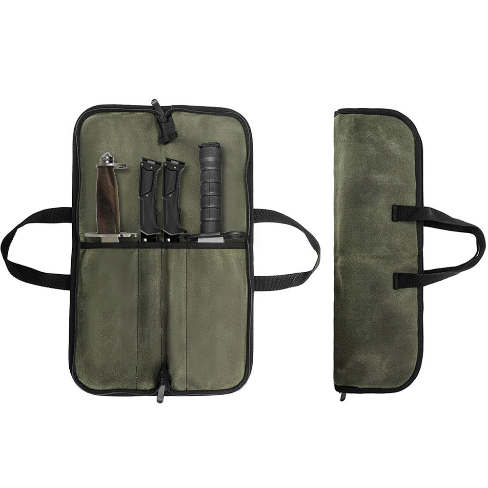 Camping Cooking Bag - Cilalı Kanvas Bıçak Çantası Çok Bölmeli