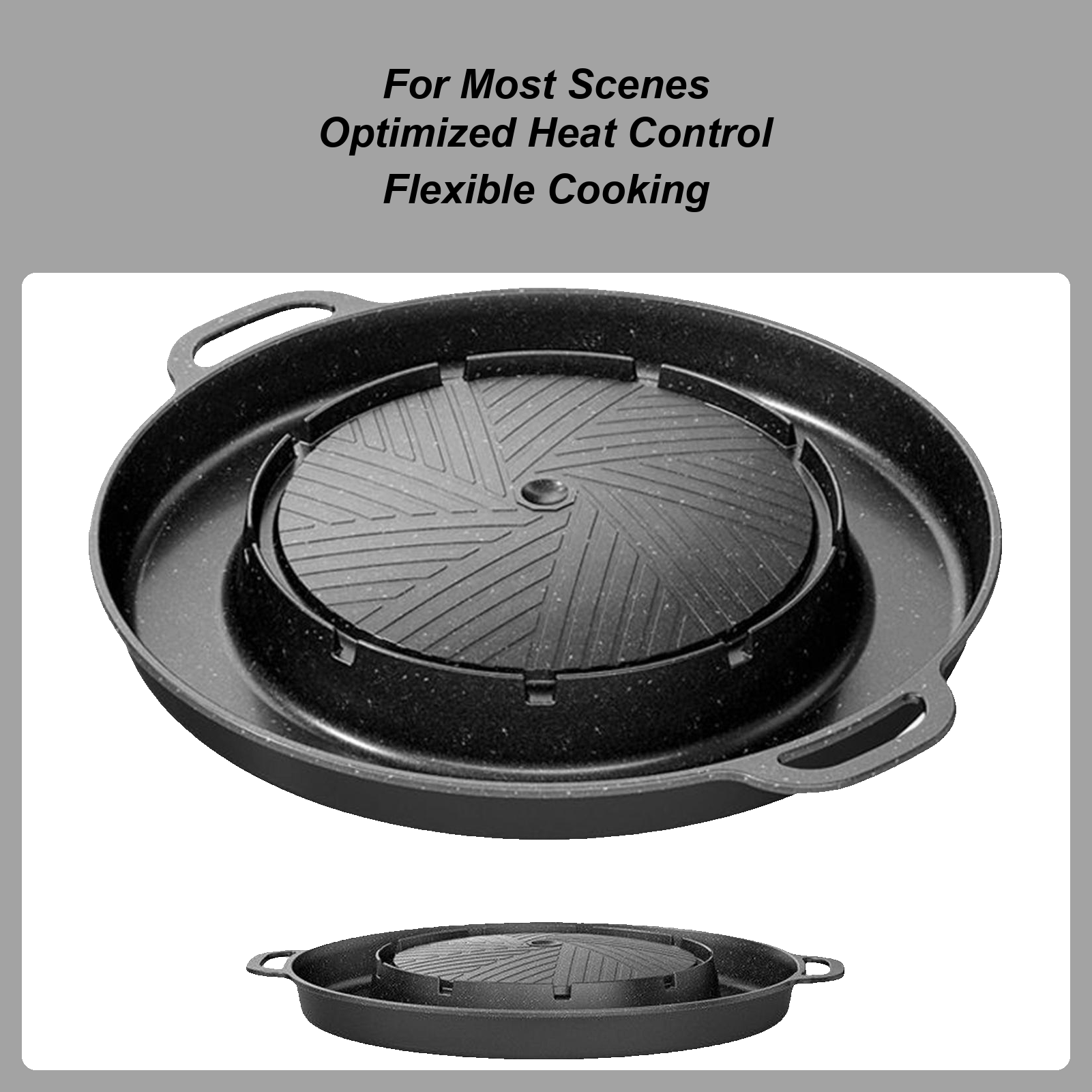 Camping Cooking Set Non Stick - 2'si 1 Arada Ocak Üstü Izgara