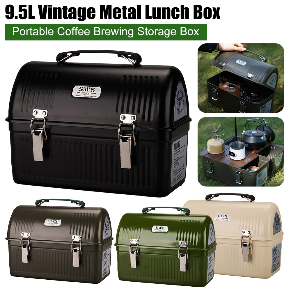Camping Cooking Box - 9.5L Vintage Metal yemek kabı saplı
