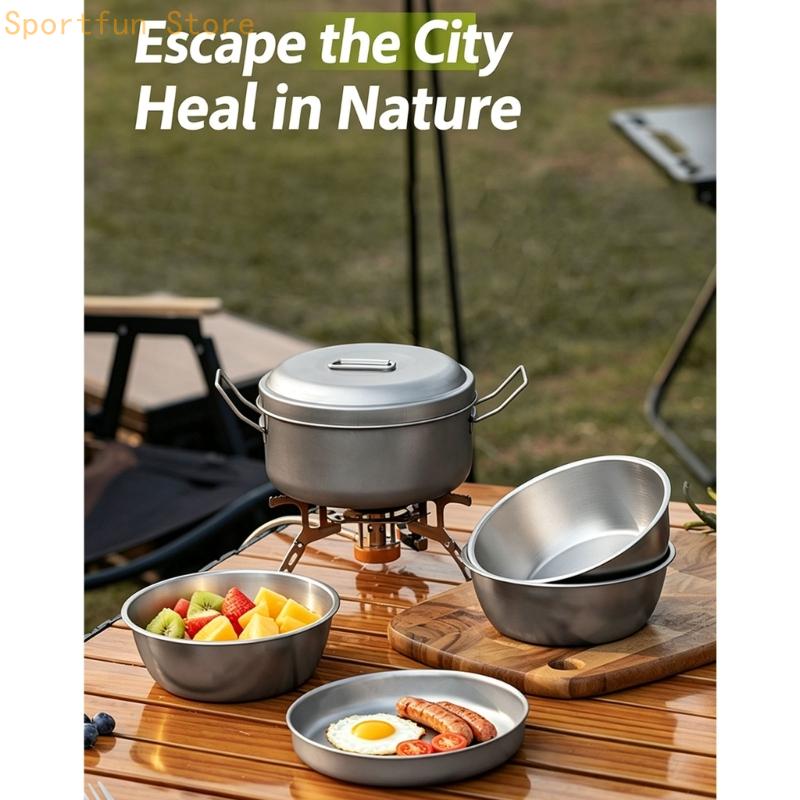 Camping Cooking Dining Set - Tencere Kapaklı ve Tepsili Kamp Yemek