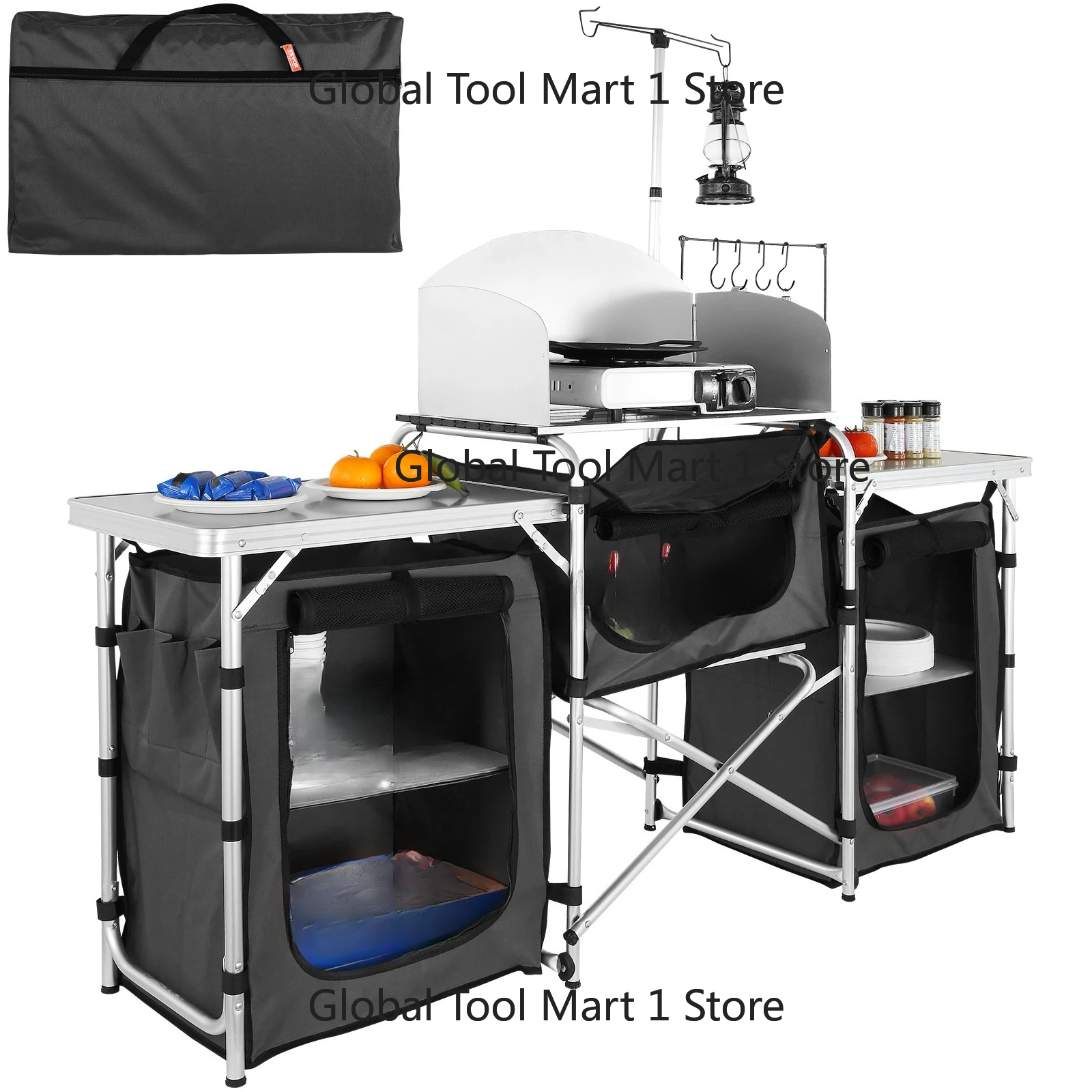 Camping Cooking Table With Storage - SucceB- Kamp Açık Hava Mutfak Masası