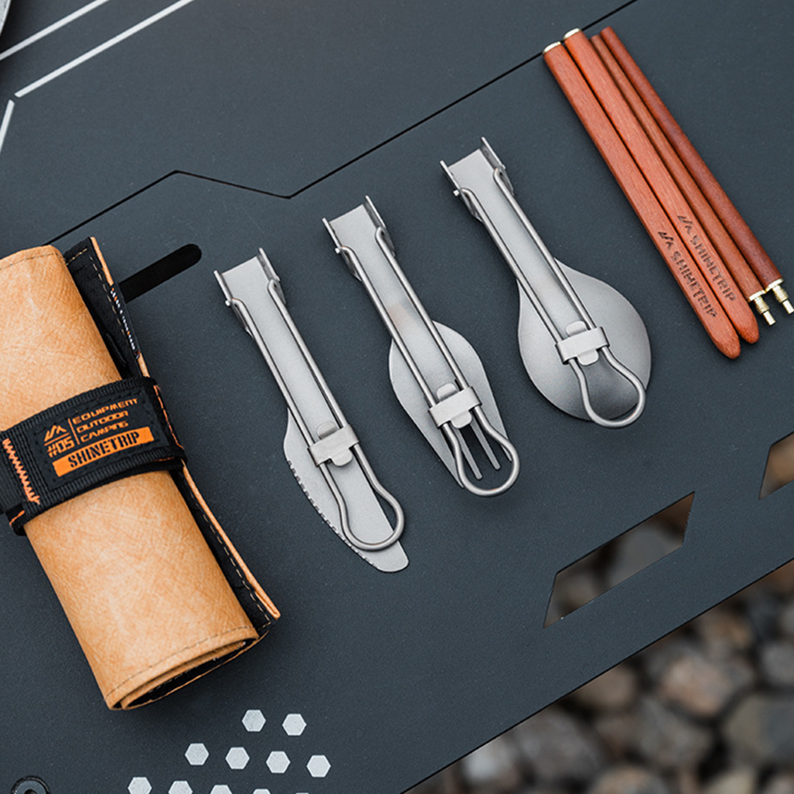 Camping Cooking Dining Set - Titanyum Kamp Gereç Seti Korozyona Dayanıklı