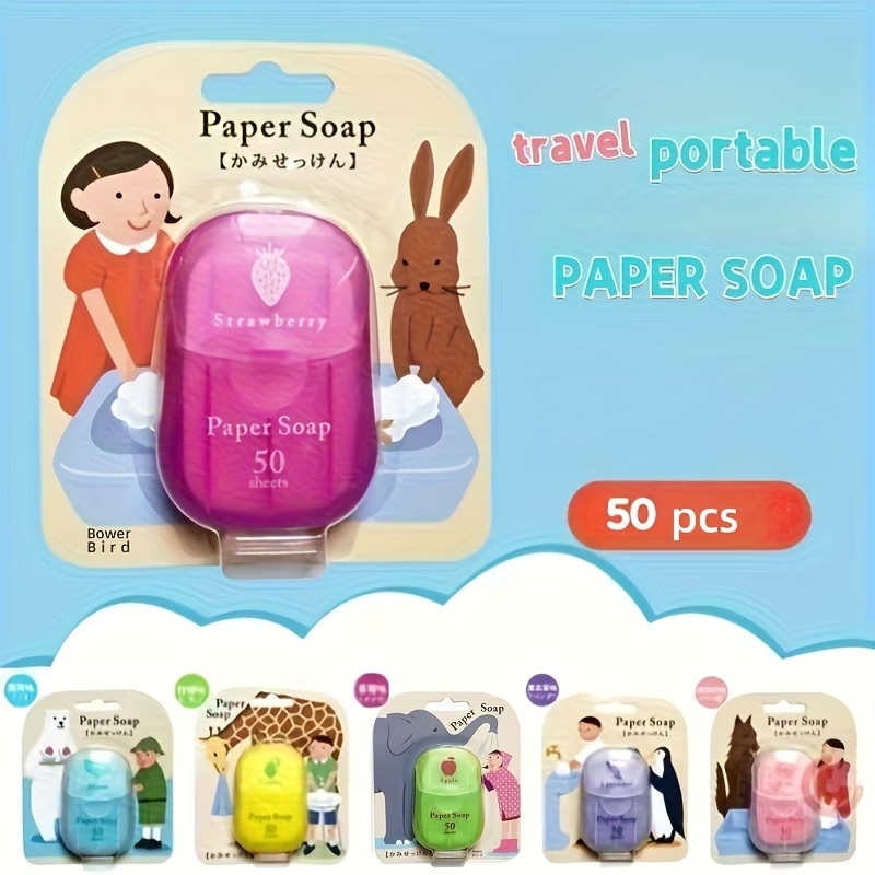 Biodegradable Soap Camp - 50 Adet Lavanta Taşınabilir Sabun Levhaları,