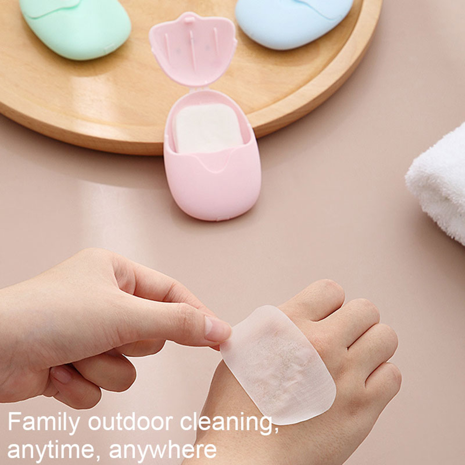 Biodegradable Soap Camp - Taşınabilir 50 adet sabun tabletleri açık