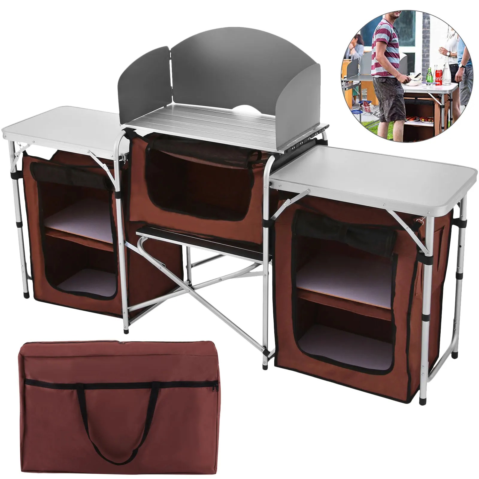 Camping Cooking Table With Storage - Singwinner Kamp Açık Hava Mutfak Masası