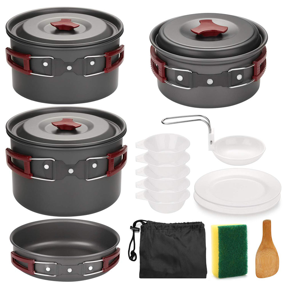 Camping Cooking Set Non Stick - Açık Kamp Tencere Seti Yapışmaz Kamp