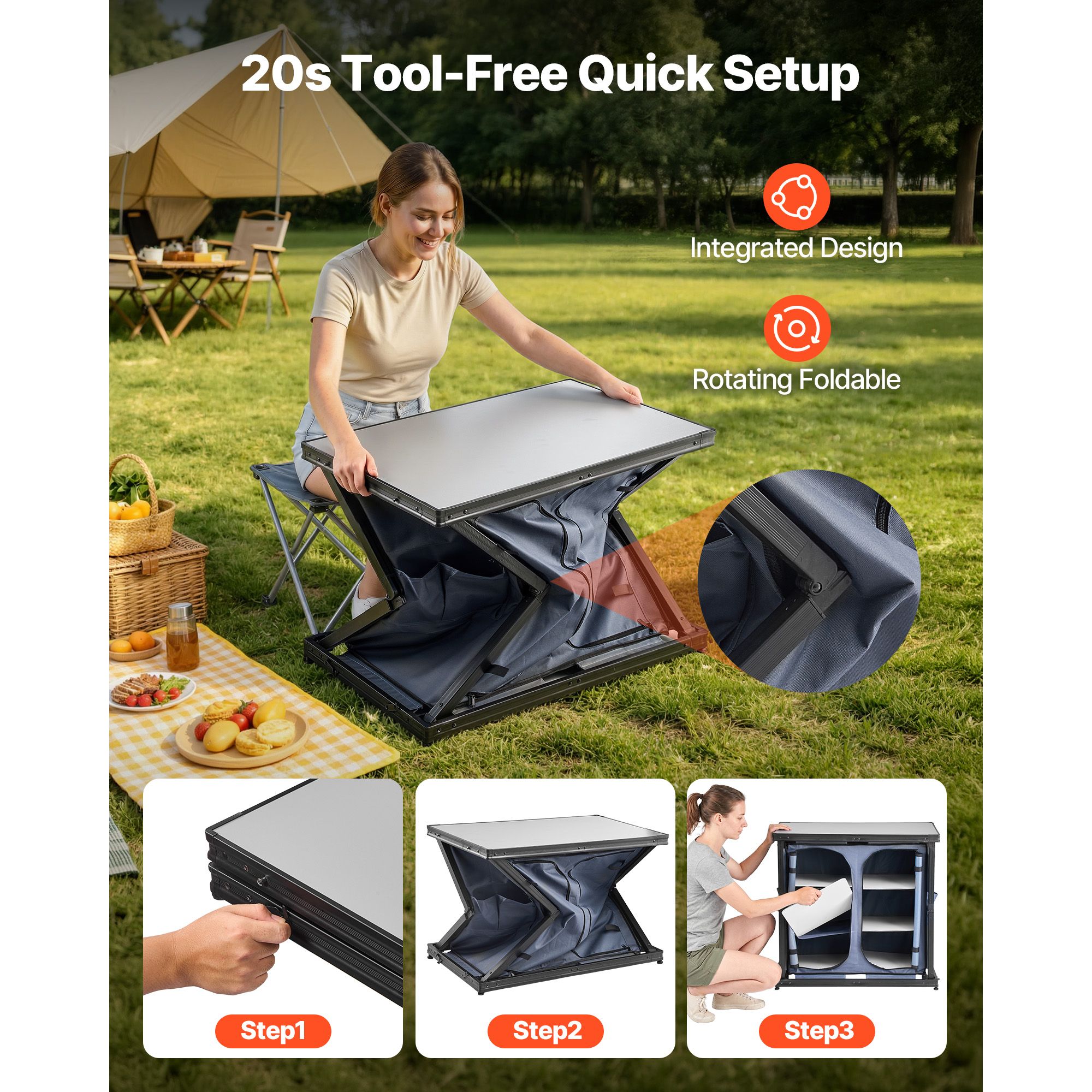 Katlanabilir Kamp Depolama Dol - Camping Cooking Table With Storage incelemesi ve fiyatı
