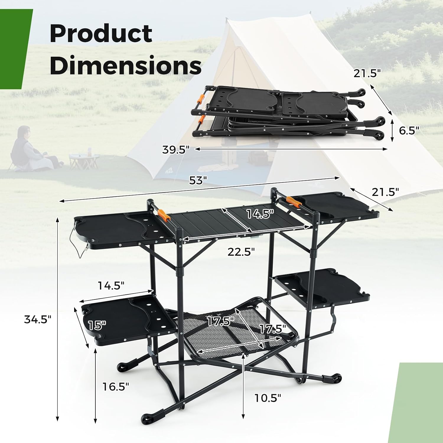 Isıya Dayanıklı Üst Yüzeyli, 4 - Camping Cooking Table With Storage incelemesi ve fiyatı