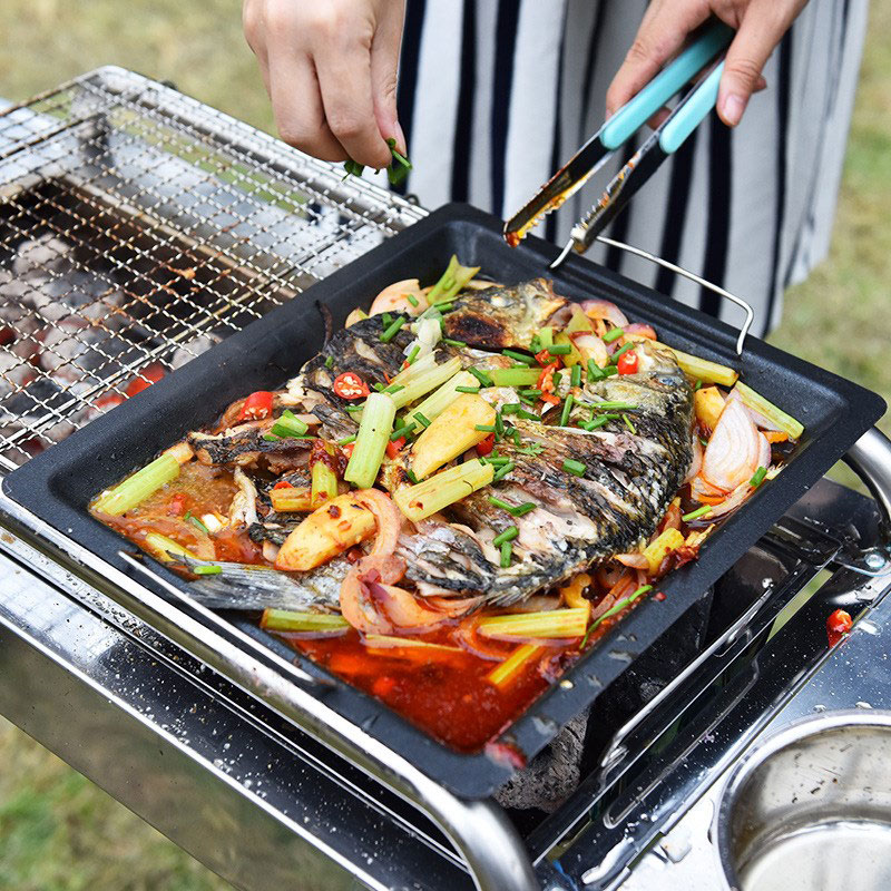 Açık havada kalın kare ızgara  - Camping Cooking Set Non Stick incelemesi ve fiyatı